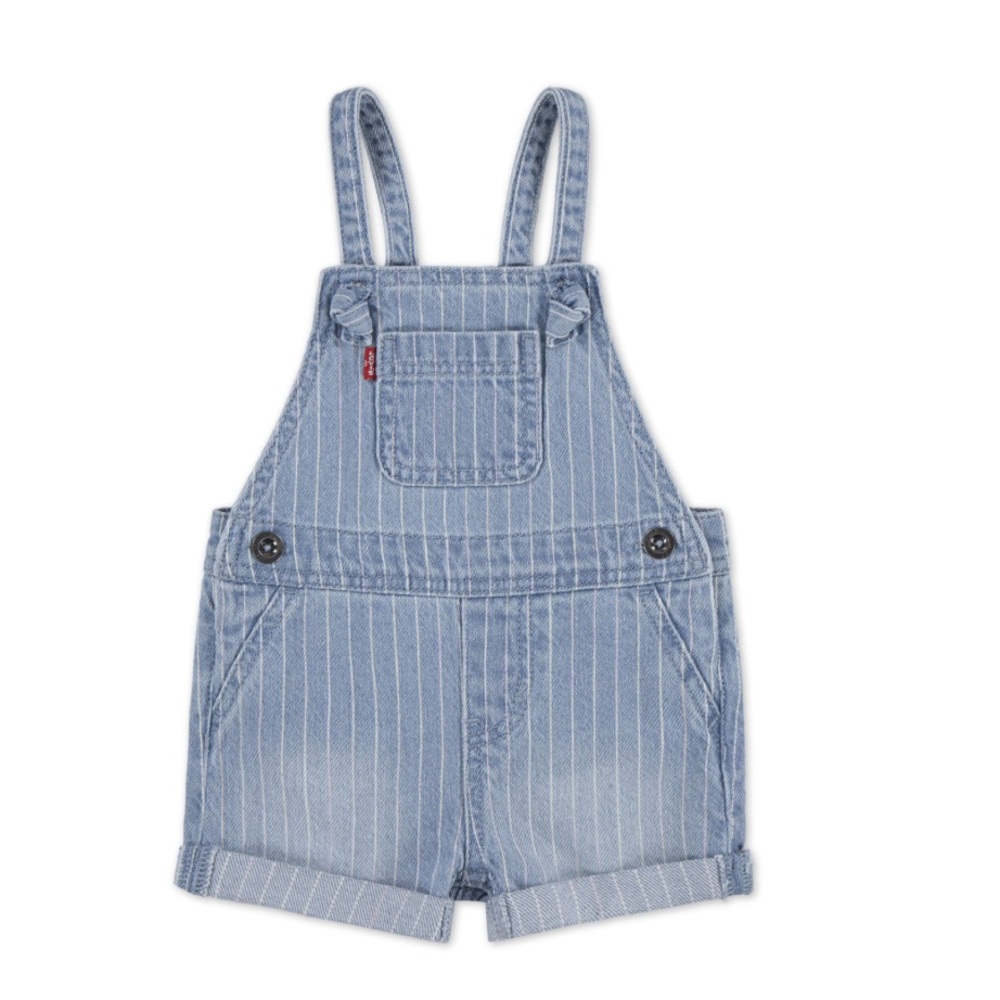 Levi’s Baby Girls' Pinstripe Blue Wash Denim Shortalls, 6-9M, NWT